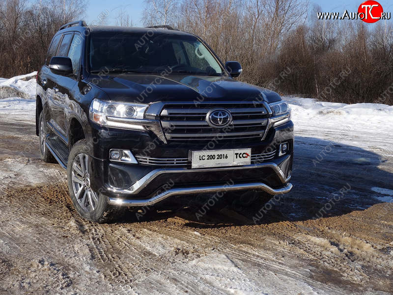 27 599 р. Защита переднего бампера нижняя волна d60,3 мм ТСС Тюнинг Toyota Land Cruiser 200 2-ой рестайлинг (2015-2021) (нержавейка)  с доставкой в г. Пермь