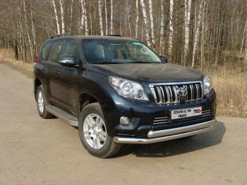 Защита переднего бампера нижняя d76,1*75 мм ТСС Тюнинг Toyota Land Cruiser Prado J150 дорестайлинг (2009-2013) (нержавейка)