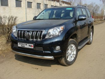Защита переднего бампера нижняя 75*42 мм ТСС Тюнинг Toyota Land Cruiser Prado J150 дорестайлинг (2009-2013) (нержавейка)