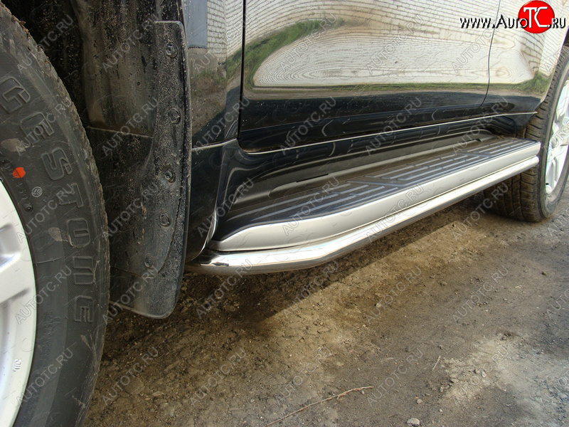 17 649 р. Защита порогов алюминий 42,4 мм, ТСС Тюнинг Toyota Land Cruiser Prado J150 дорестайлинг (2009-2013)  с доставкой в г. Пермь