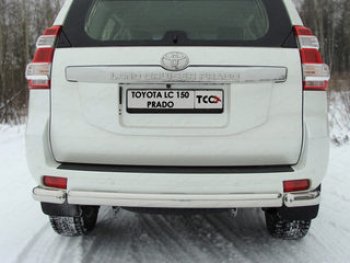 Защита задняя (уголки овальные, нержавейка 75х42 мм) ТСС Тюнинг Toyota Land Cruiser Prado J150 дорестайлинг (2009-2013) (уголки овальные)