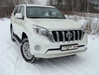 Защита переднего бампера нижняя 75*42 мм ТСС Тюнинг Toyota Land Cruiser Prado J150 1-ый рестайлинг (2013-2017) (нержавейка)