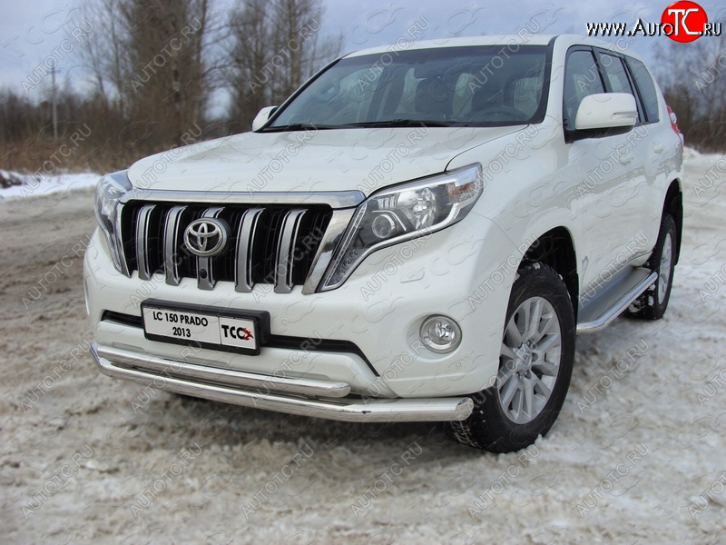 36 299 р. Защита переднего бампера нижняя d76,1*50,8 мм ТСС Тюнинг  Toyota Land Cruiser Prado  J150 (2013-2017) 1-ый рестайлинг (нержавейка)  с доставкой в г. Пермь