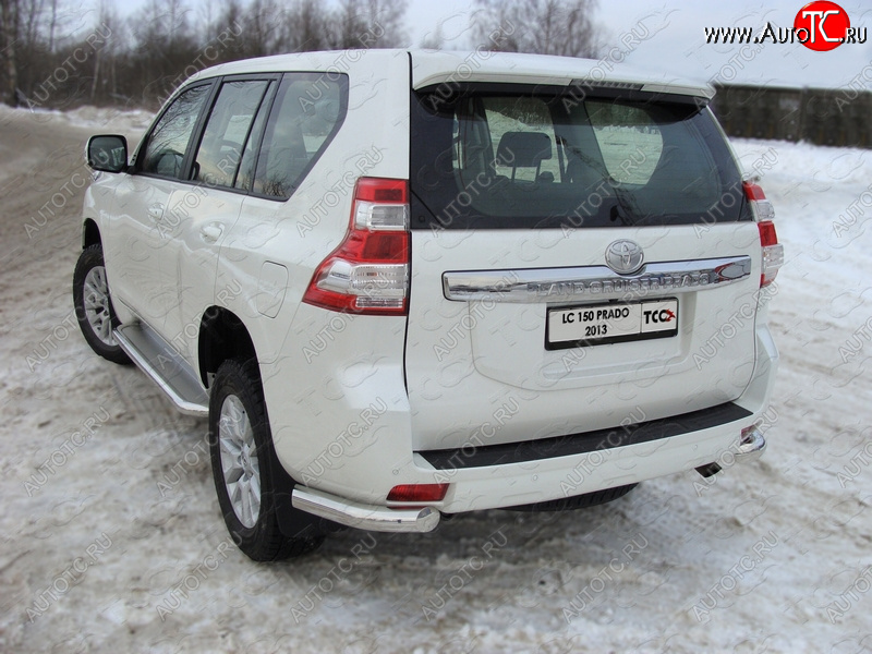 18 999 р. Защита задняя (уголки, нержавейка 76,1 мм) ТСС Тюнинг Toyota Land Cruiser Prado J150 1-ый рестайлинг (2013-2017)  с доставкой в г. Пермь