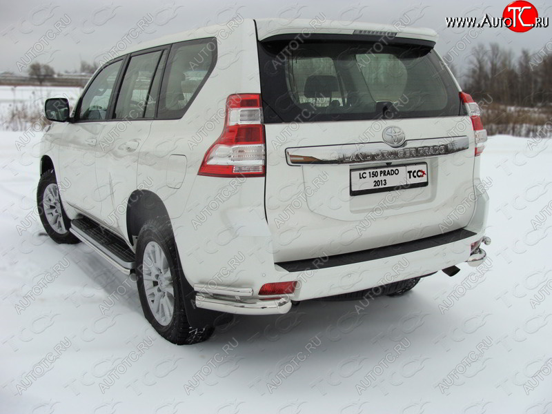 26 499 р. Защита задняя (уголки, нержавейка 76,1*42,4 мм) ТСС Тюнинг Toyota Land Cruiser Prado J150 1-ый рестайлинг (2013-2017)  с доставкой в г. Пермь