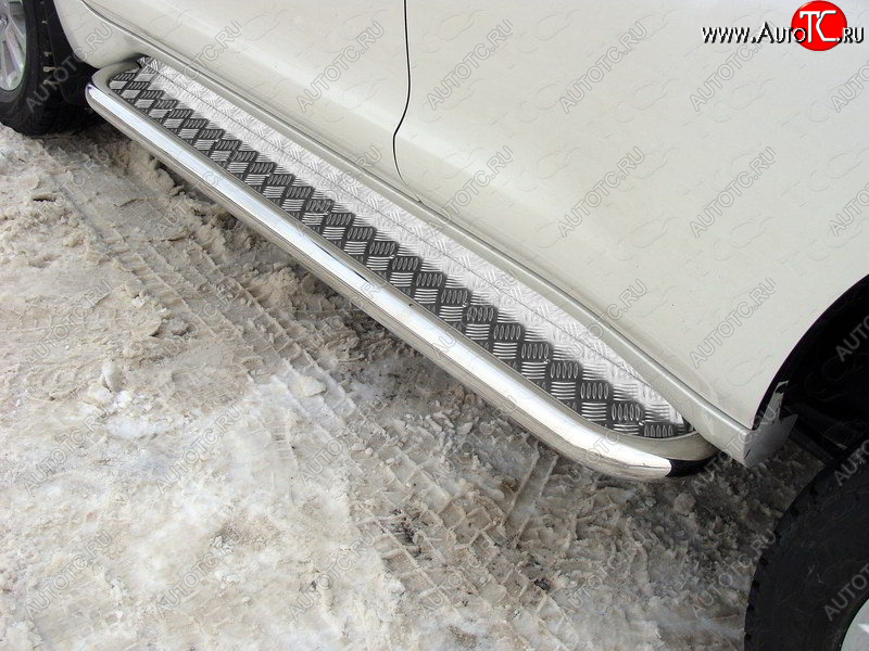 36 999 р. Пороги с площадкой 60,3 мм ТСС Тюнинг  Toyota Land Cruiser Prado  J150 (2017-2020) 2-ой рестайлинг (серые)  с доставкой в г. Пермь