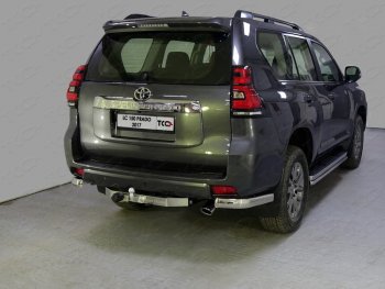 Защита задняя (уголки овальные, нержавейка 75х42 мм) ТСС Тюнинг Toyota Land Cruiser Prado J150 2-ой рестайлинг (2017-2020) (уголки овальные)