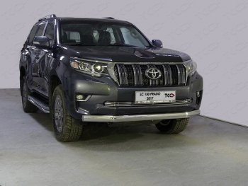 Защита переднего бампера нижняя овальная 75х42 мм ТСС Тюнинг Toyota Land Cruiser Prado J150 2-ой рестайлинг (2017-2020) (нержавейка)
