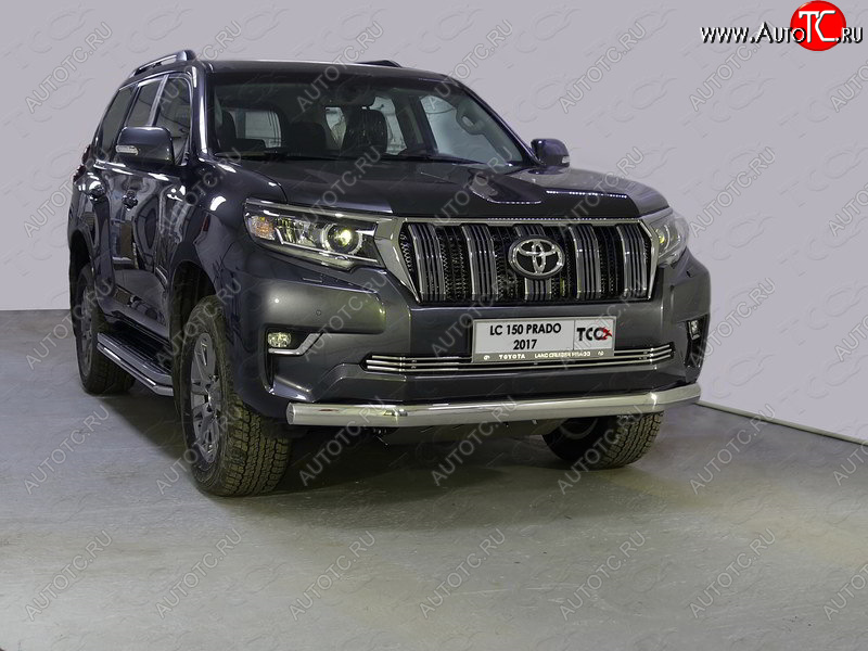 28 299 р. Защита переднего бампера нижняя овальная 75х42 мм ТСС Тюнинг  Toyota Land Cruiser Prado  J150 (2017-2020) 2-ой рестайлинг (нержавейка)  с доставкой в г. Пермь