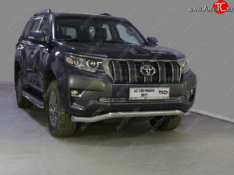 27 599 р. Защита переднего бампера волна d76,1 мм ТСС Тюнинг Toyota Land Cruiser Prado J150 2-ой рестайлинг (2017-2020) (нержавейка)  с доставкой в г. Пермь