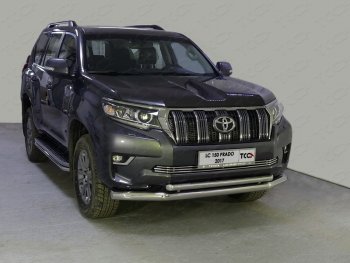 Защита передняя нижняя двойная 76,1*50,8 мм Тюнинг Toyota Land Cruiser Prado J150 2-ой рестайлинг (2017-2020) (нержавейка)