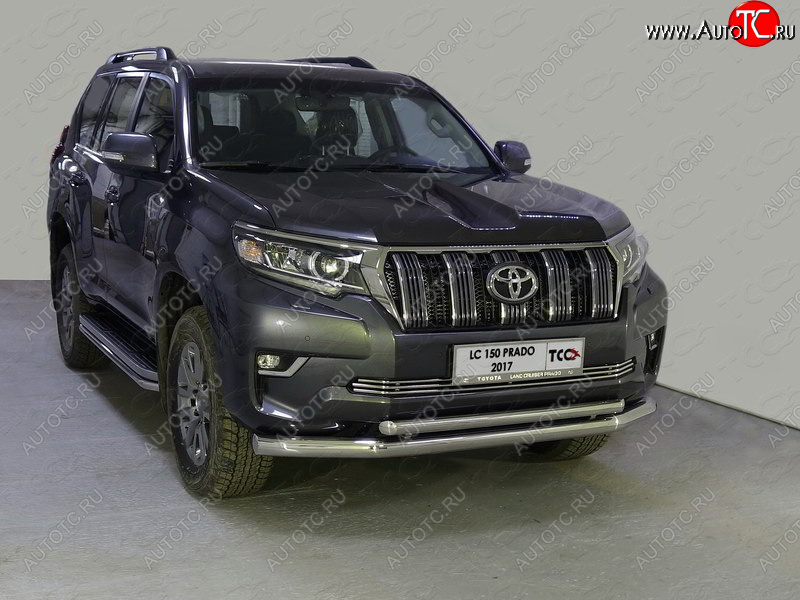 36 299 р. Защита передняя нижняя двойная 76,1*50,8 мм Тюнинг Toyota Land Cruiser Prado J150 2-ой рестайлинг (2017-2020) (нержавейка)  с доставкой в г. Пермь