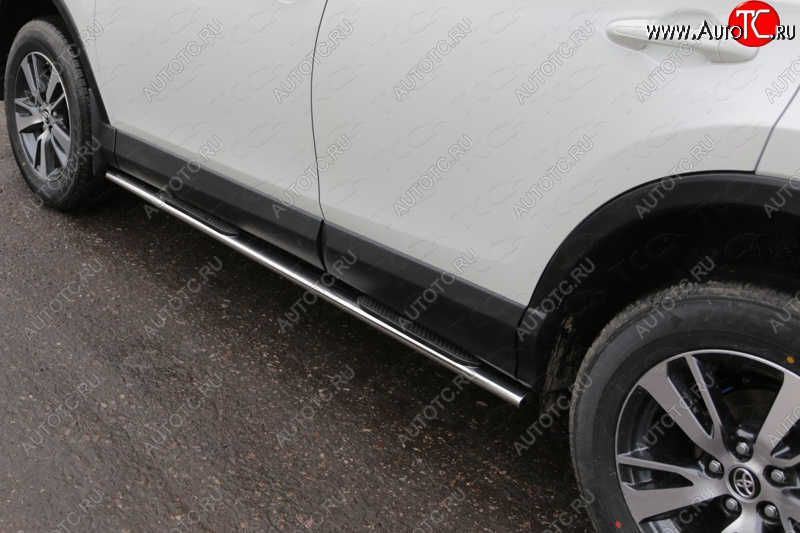 29 749 р. Пороги овальные с накладкой 75х42 мм ТСС Тюнинг  Toyota RAV4  XA40 (2015-2019) 5 дв. рестайлинг (серые)  с доставкой в г. Пермь