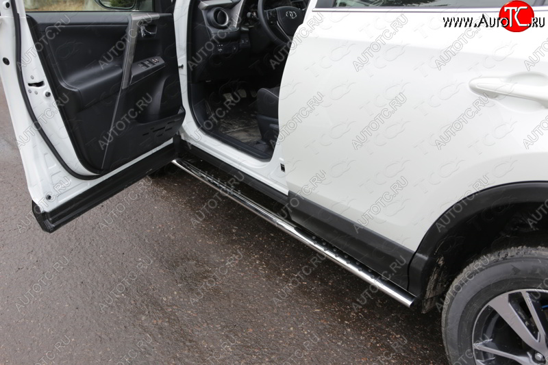 31 399 р. Пороги овальные с проступью 75х42 мм ТСС Тюнинг Toyota RAV4 XA40 5 дв. рестайлинг (2015-2019) (серые)  с доставкой в г. Пермь