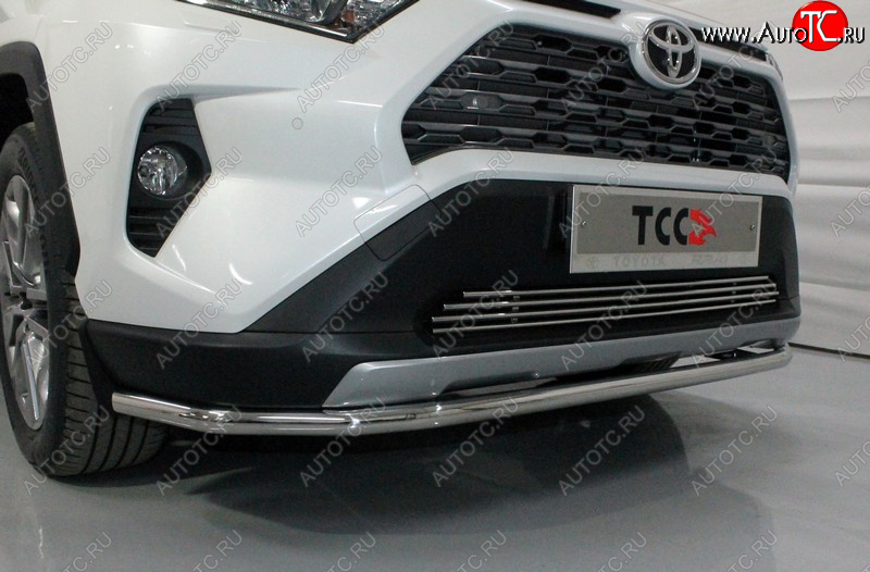 17 099 р. Защита переднего бампера нижняя d42,4 мм ТСС Тюнинг  Toyota RAV4  XA50 (2018-2025) 5 дв. дорестайлинг (нержавейка)  с доставкой в г. Пермь