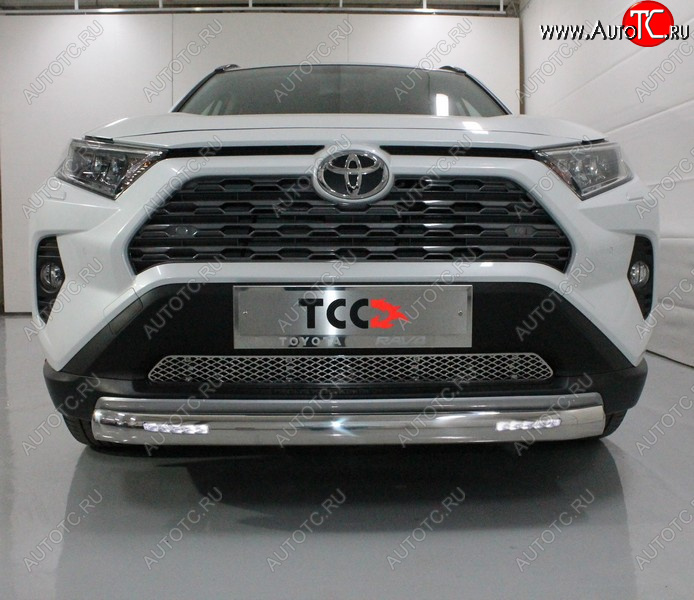 34 999 р. Защита переднего бампера овальная с ДХО 75х42 мм ТСС Тюнинг  Toyota RAV4  XA50 (2018-2025) 5 дв. дорестайлинг (нержавейка)  с доставкой в г. Пермь