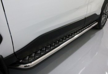 Пороги с площадкой 42,4 мм ТСС Тюнинг Toyota RAV4  XA50 (2018-2025) 5 дв. дорестайлинг (серые)