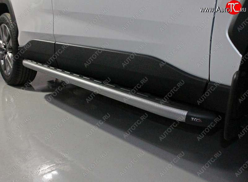 21 999 р. Пороги алюминиевые с пластиковой накладкой, ТСС Тюнинг  Toyota RAV4  XA50 (2018-2025) 5 дв. дорестайлинг (карбон серебро)  с доставкой в г. Пермь