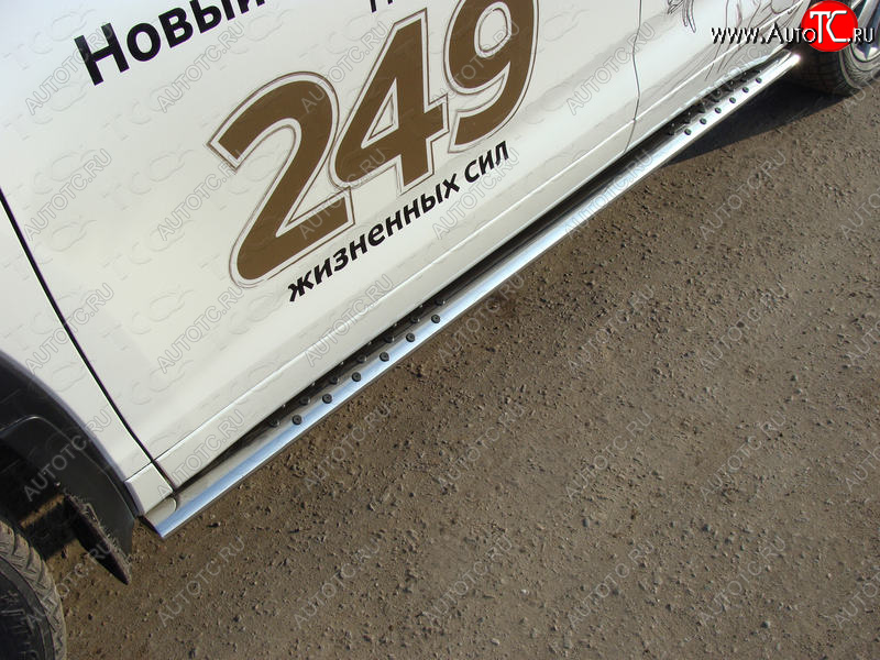 35 999 р. Пороги овальные с проступью 75х42 мм ТСС Тюнинг Toyota Highlander XU50 рестайлинг (2016-2020) (серые)  с доставкой в г. Пермь