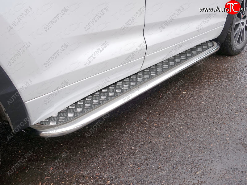 44 999 р. Пороги с площадкой 75х42 мм ТСС Тюнинг Toyota Highlander XU50 рестайлинг (2016-2020) (серые)  с доставкой в г. Пермь
