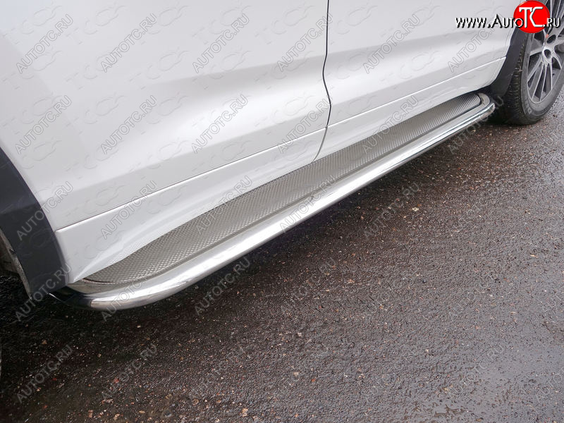 53 999 р. Пороги с площадкой 75х42 мм ТСС Тюнинг Toyota Highlander XU50 рестайлинг (2016-2020) (нержавейка)  с доставкой в г. Пермь