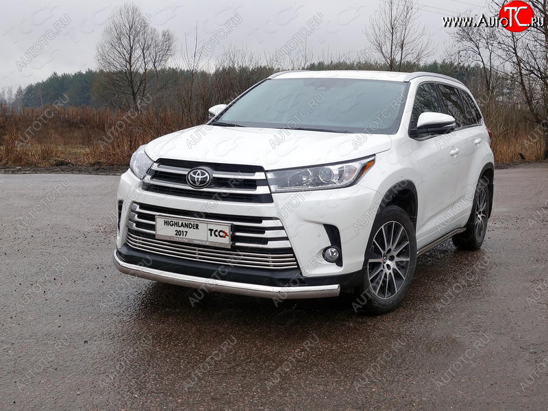 25 499 р. Защита переднего бампера овальная 75х42 мм ТСС Тюнинг  Toyota Highlander  XU50 (2016-2020) рестайлинг (нержавейка)  с доставкой в г. Пермь