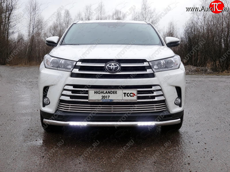 37 999 р. Защита переднего бампера нижняя с ДХО 60,3 мм ТСС Тюнинг  Toyota Highlander  XU50 (2016-2020) рестайлинг (нержавейка)  с доставкой в г. Пермь