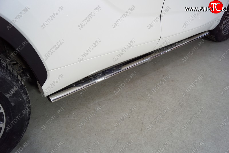 35 999 р. Пороги овальные с проступью 75х42 мм ТСС Тюнинг Toyota Highlander XU70 (2020-2025) (серые)  с доставкой в г. Пермь