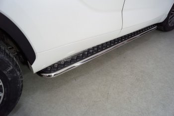 Пороги с площадкой 42,4 мм ТСС Тюнинг Toyota Highlander  XU70 (2020-2025) (серые)