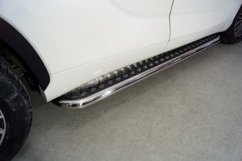 Пороги с площадкой 60,3 мм ТСС Тюнинг Toyota Highlander  XU70 (2020-2025) (серые)