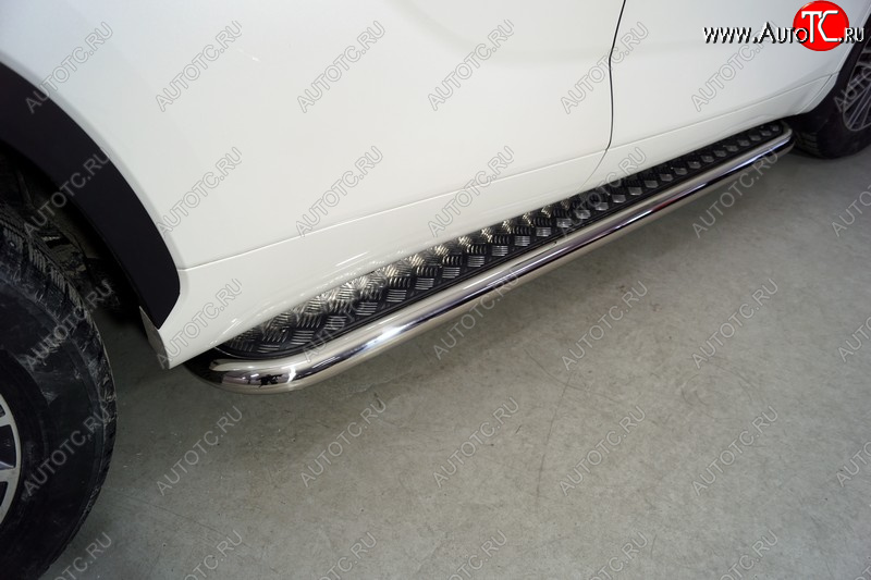 36 899 р. Пороги с площадкой 60,3 мм ТСС Тюнинг Toyota Highlander XU70 (2020-2025) (серые)  с доставкой в г. Пермь