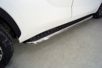 Пороги с площадкой 75х42 мм ТСС Тюнинг Toyota Highlander XU70 (2020-2025) (серые)