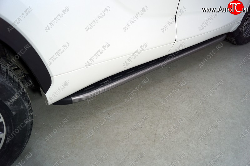 21 999 р. Пороги алюминиевые с пластиковой накладкой ТСС Тюнинг  Toyota Highlander  XU70 (2020-2025) (карбон серые)  с доставкой в г. Пермь