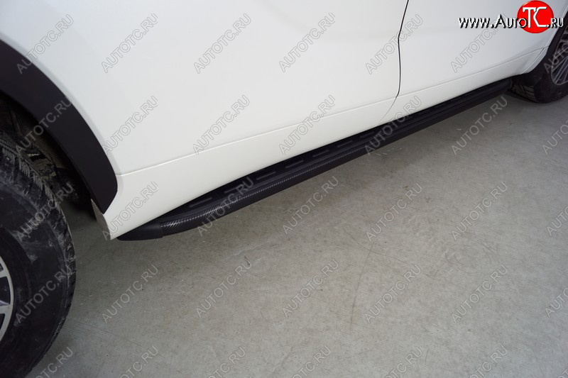 21 999 р. Пороги алюминиевые с пластиковой накладкой ТСС Тюнинг  Toyota Highlander  XU70 (2020-2025) (карбон черные)  с доставкой в г. Пермь