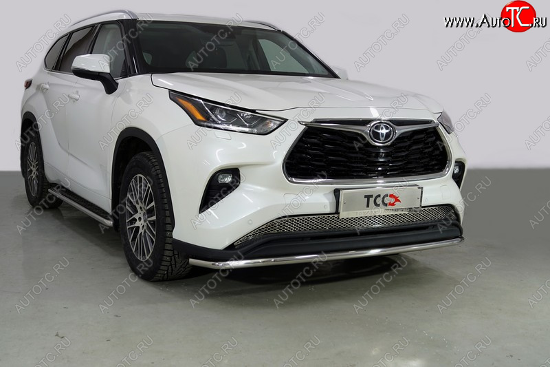 19 399 р. Защита переднего бампера нижняя d42,4 мм ТСС Тюнинг Toyota Highlander XU70 (2020-2025) (нержавейка)  с доставкой в г. Пермь