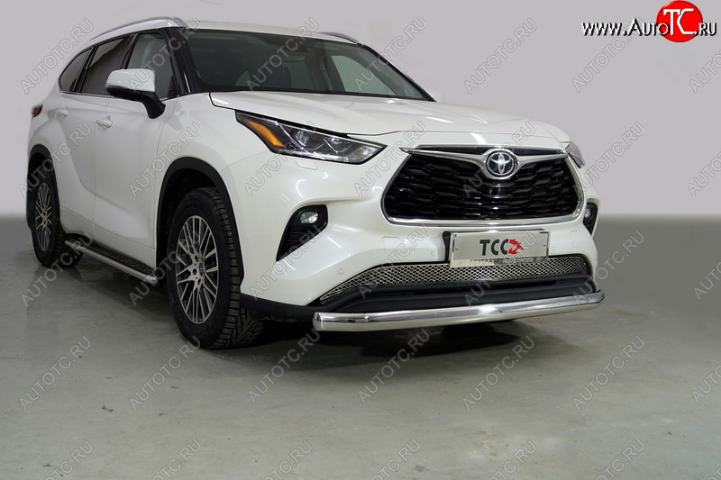 24 999 р. Защита переднего бампера нижняя овальная 75х42 мм ТСС Тюнинг  Toyota Highlander  XU70 (2020-2025) (нержавейка)  с доставкой в г. Пермь