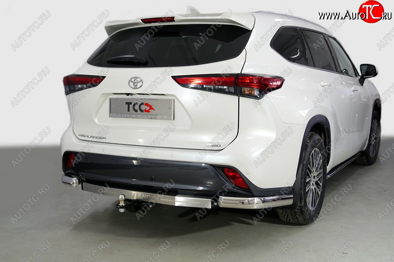22 449 р. Защита задняя (уголки овальные 75х42 мм) ТСС Тюнинг Toyota Highlander XU70 (2020-2025) (уголки овальные)  с доставкой в г. Пермь