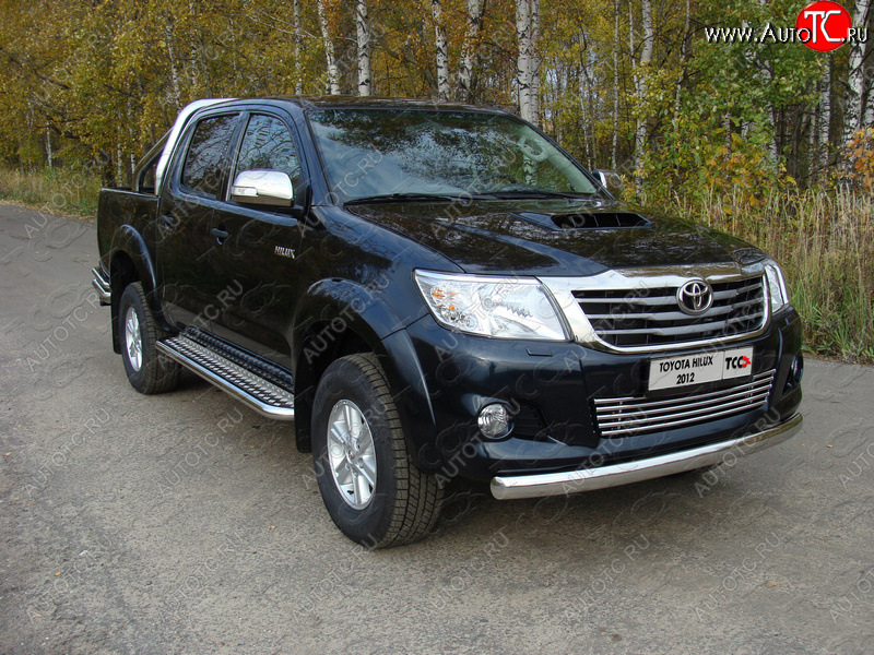 23 899 р. Защита переднего бампера овальная 75х42 мм ТСС тюнинг  Toyota Hilux  AN20,AN30 (2011-2016)  2-ой рестайлинг (нержавейка)  с доставкой в г. Пермь