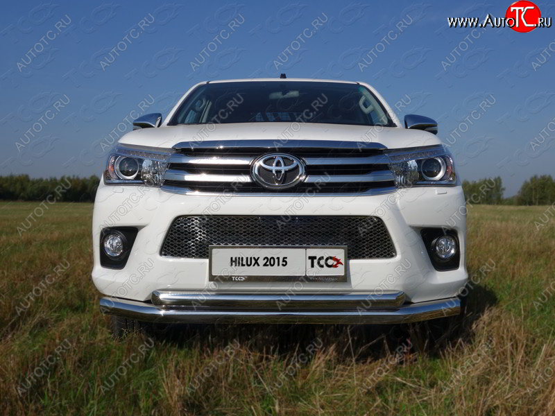 27 599 р. Защита передняя нижняя двойная 76,1*60,3 мм Тюнинг  Toyota Hilux Revo (2015-2018) Double Cab дорестайлинг (нержавейка)  с доставкой в г. Пермь