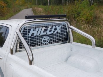 Защита кузова и заднего стекла (нержавейка Ø76,1) ТСС Тюнинг Toyota Hilux  AN120 (2016-2025) дорестайлинг, 1-ый рестайлинг, 2-ой рестайлинг (без крышки, со светодиодной фарой)