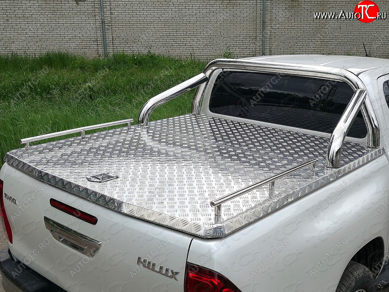 12 199 р. Рейлинги длинные (Black Onyx) ТСС Тюнинг  Toyota Hilux  AN120 (2020-2025) 2-ой рестайлинг (нержавеющая сталь)  с доставкой в г. Пермь