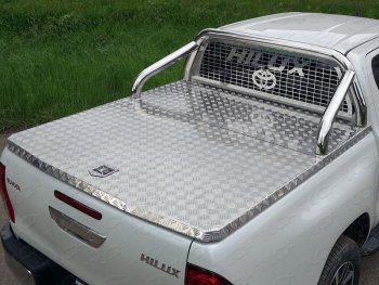 Защита кузова и заднего стекла (нержавейка Ø76,1) ТСС Тюнинг Toyota Hilux  AN120 (2016-2025) дорестайлинг, 1-ый рестайлинг, 2-ой рестайлинг (для крышки, с  надписью)