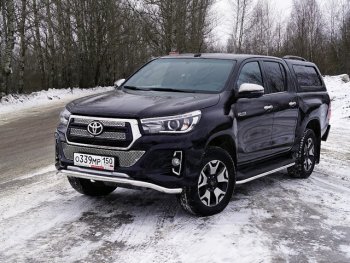 Защита переднего бампера волна d60,3 мм (Exclusive) ТСС Тюнинг Toyota Hilux AN120 1-ый рестайлинг (2017-2020) (нержавейка)