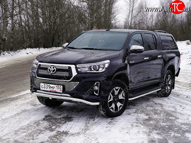 25 399 р. Защита переднего бампера волна d60,3 мм (Exclusive) ТСС Тюнинг Toyota Hilux AN120 1-ый рестайлинг (2017-2020) (нержавейка)  с доставкой в г. Пермь