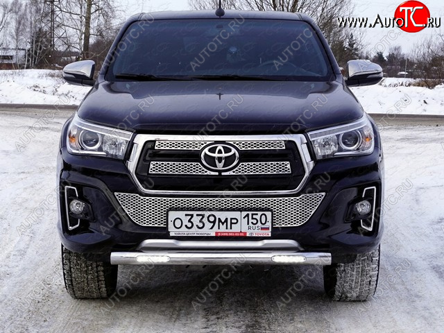 36 999 р. Защита переднего бампера нижняя с ДХО 76,1 мм ТСС Тюнинг  Toyota Hilux  AN120 (2017-2020) 1-ый рестайлинг (нержавейка)  с доставкой в г. Пермь
