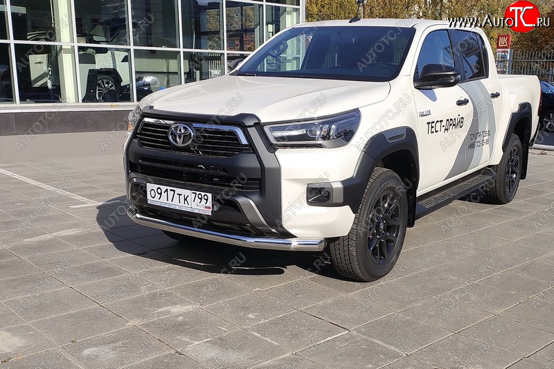 21 999 р. Защита переднего бампера нижняя 76,1 мм ТСС Тюнинг  Toyota Hilux  AN120 (2020-2025) 2-ой рестайлинг (нержавейка)  с доставкой в г. Пермь