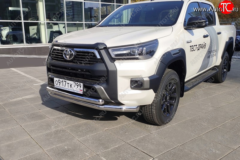40 999 р. Защита передняя нижняя двойная 76,1*60,3 мм Тюнинг  Toyota Hilux  AN120 (2020-2025) 2-ой рестайлинг (нержавейка)  с доставкой в г. Пермь