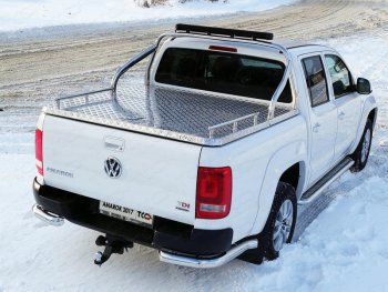 Защита кузова (для крышки) d 75*42 мм светодиодной фарой ТСС Тюнинг Volkswagen Amarok (2016-2022) рестайлинг (нержавейка)