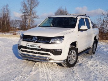 Защита кузова и заднего стекла (только для кузова) d 75*42 мм светодиодной фарой ТСС Тюнинг Volkswagen Amarok (2016-2022) рестайлинг (нержавейка)
