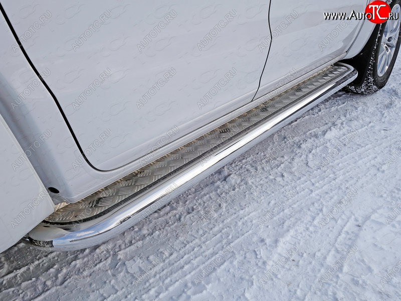 36 999 р. Пороги с площадкой 60,3 мм ТСС Тюнинг  Volkswagen Amarok (2016-2022) рестайлинг (серые)  с доставкой в г. Пермь